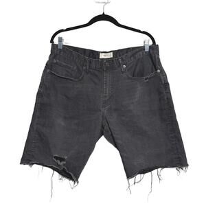 Mens Black Denim Distressed Jean Shorts